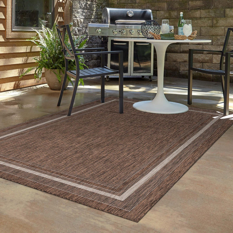 Patio Perimeter Collection Area Rug - Veranda (Brown) Rectangle Brown lifestyle 56