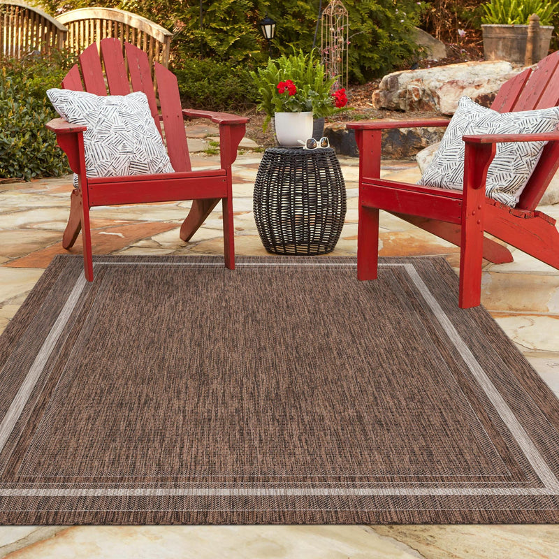 Patio Perimeter Collection Area Rug - Veranda (Brown) Rectangle Brown lifestyle 57