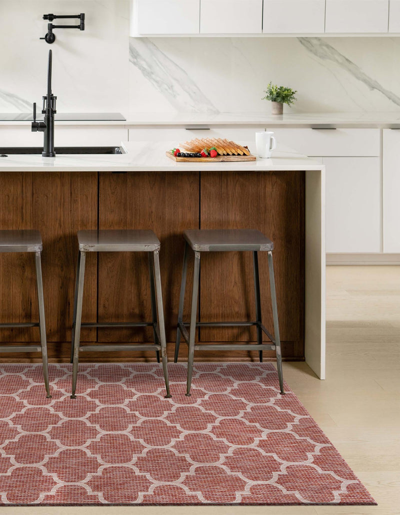 Garden Lattice Oasis Collection Area Rug - Arbor (Rust Red) Rectangle Rust Red lifestyle 4
