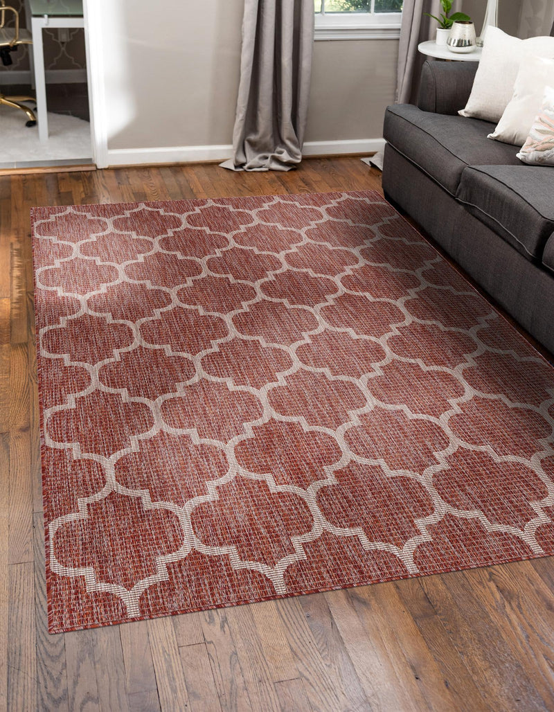 Garden Lattice Oasis Collection Area Rug - Arbor (Rust Red) Rectangle Rust Red lifestyle 7