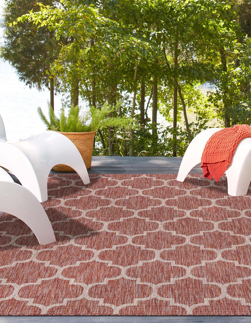 Garden Lattice Oasis Collection Area Rug - Arbor (Rust Red) Rectangle Rust Red lifestyle 11