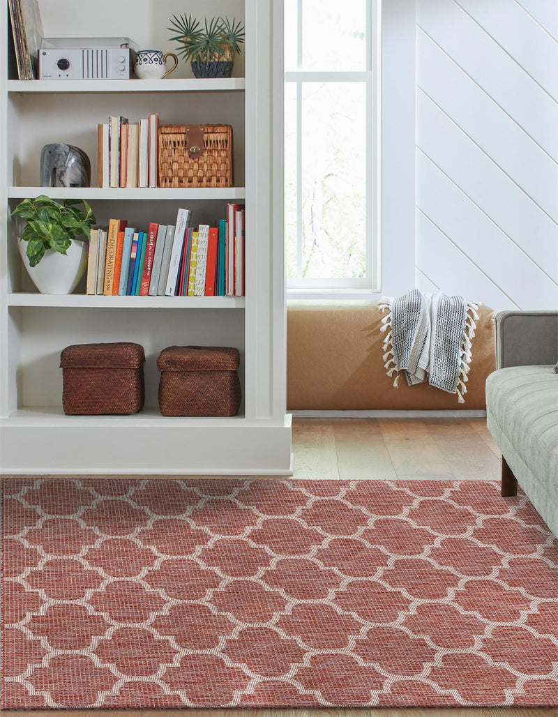 Garden Lattice Oasis Collection Area Rug - Arbor (Rust Red) Rectangle Rust Red lifestyle 14
