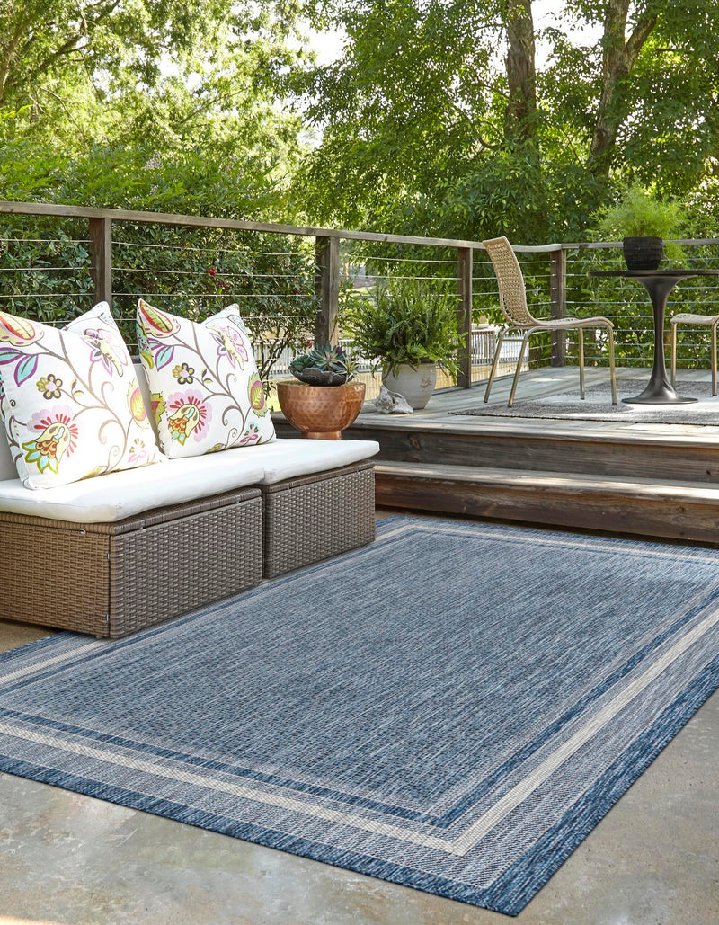 Patio Perimeter Collection Area Rug - Veranda (Blue) Rectangle Blue lifestyle 5