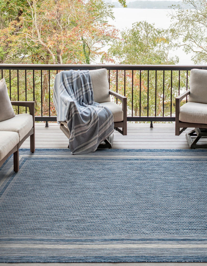 Patio Perimeter Collection Area Rug - Veranda (Blue) Rectangle Blue lifestyle 10