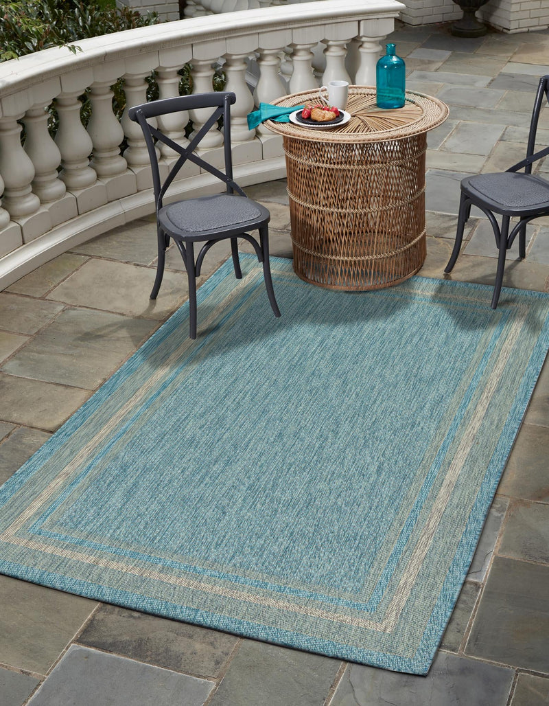 Patio Perimeter Collection Area Rug - Veranda (Aquamarine) Rectangle Aquamarine lifestyle 0
