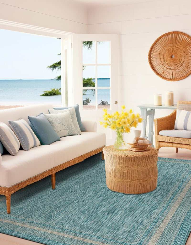 Patio Perimeter Collection Area Rug - Veranda (Aquamarine) Rectangle Aquamarine lifestyle 3