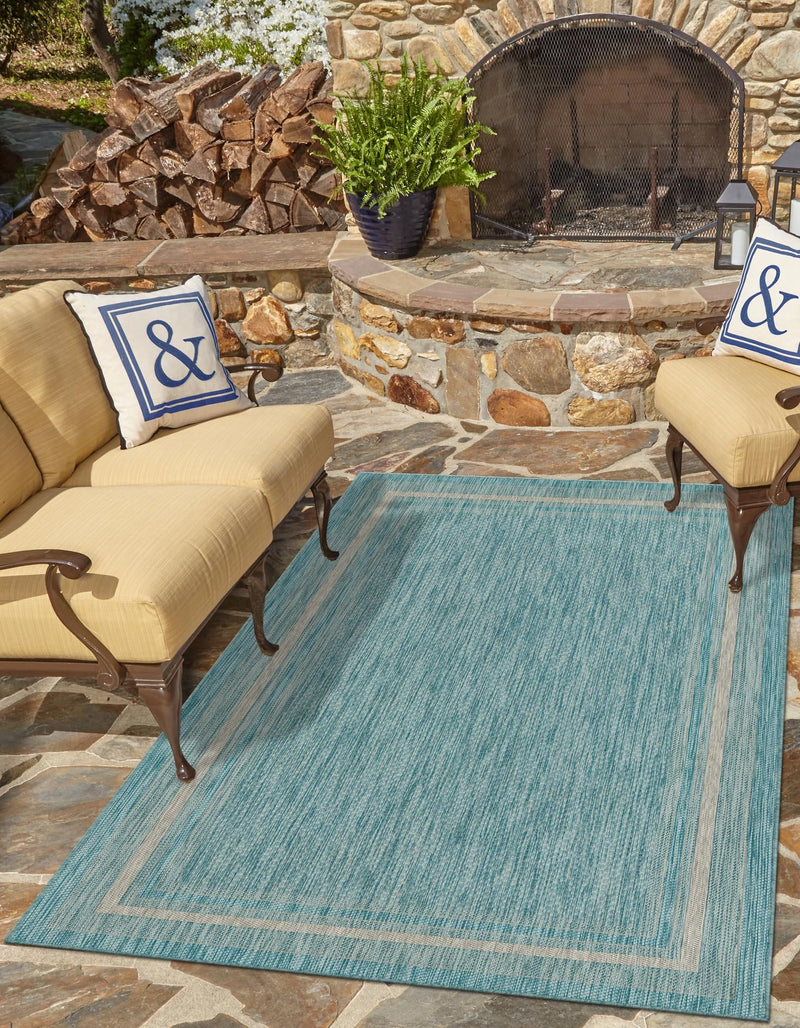 Patio Perimeter Collection Area Rug - Veranda (Aquamarine) Rectangle Aquamarine lifestyle 5