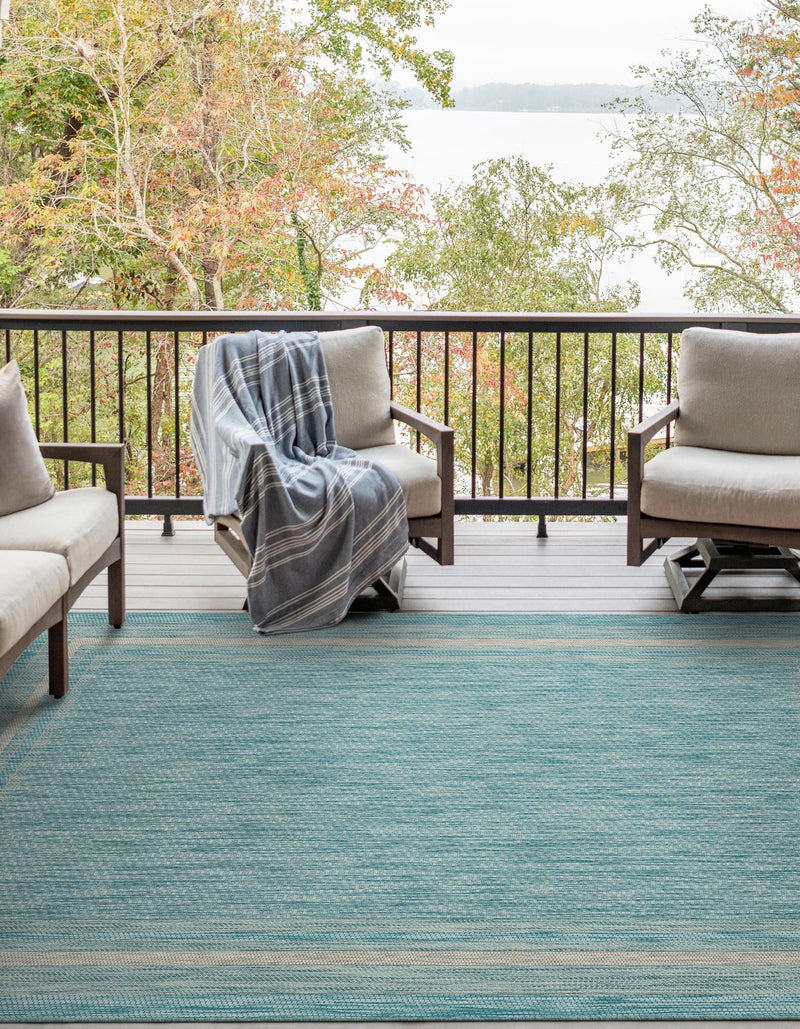 Patio Perimeter Collection Area Rug - Veranda (Aquamarine) Rectangle Aquamarine lifestyle 7