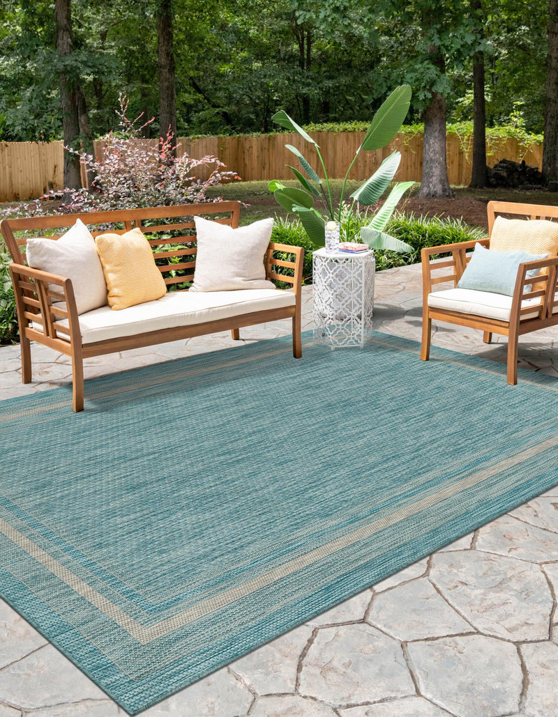 Patio Perimeter Collection Area Rug - Veranda (Aquamarine) Rectangle Aquamarine lifestyle 9