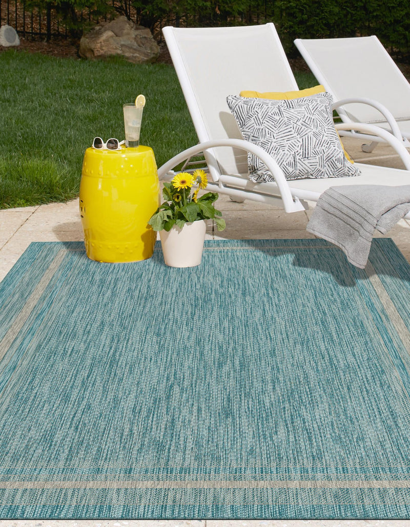 Patio Perimeter Collection Area Rug - Veranda (Aquamarine) Rectangle Aquamarine lifestyle 11