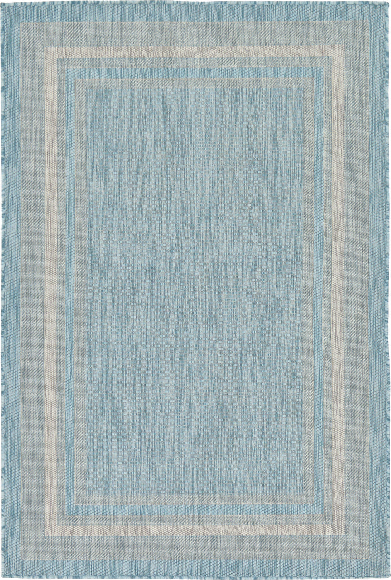 Patio Perimeter Collection Area Rug - Veranda (Aquamarine) Rectangle Aquamarine Main