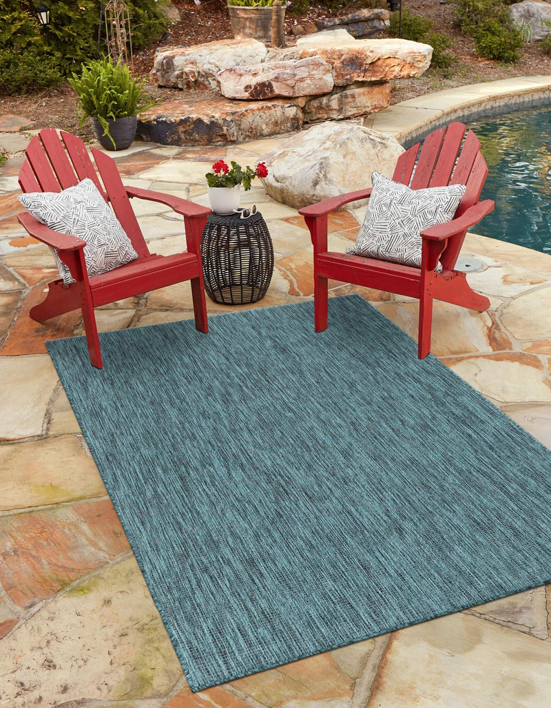 Patio Perfection Collection Area Rug - Veranda (Teal) Rectangle Teal lifestyle 0