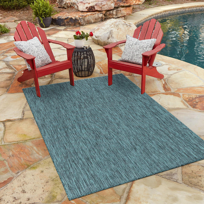 Patio Perfection Collection Area Rug - Veranda (Teal) Rectangle Teal lifestyle 39