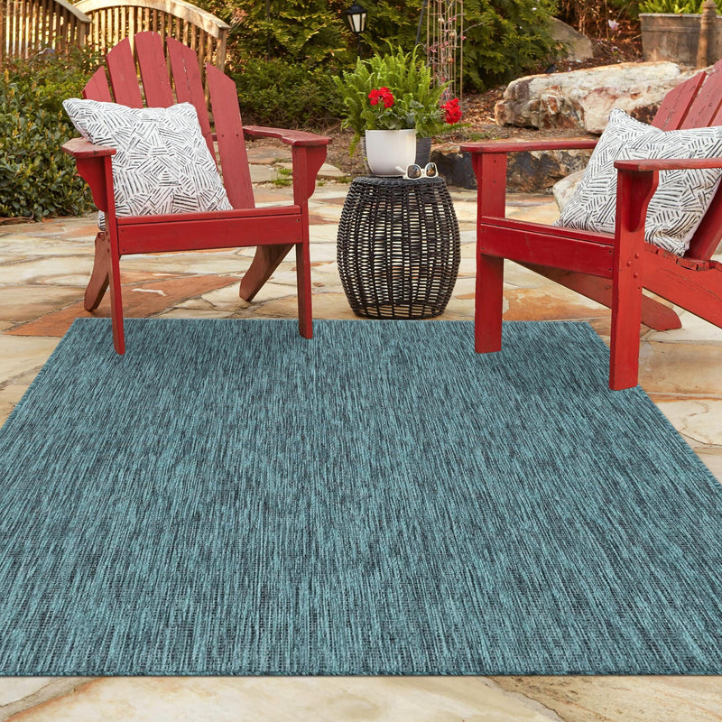 Patio Perfection Collection Area Rug - Veranda (Teal) Rectangle Teal lifestyle 43