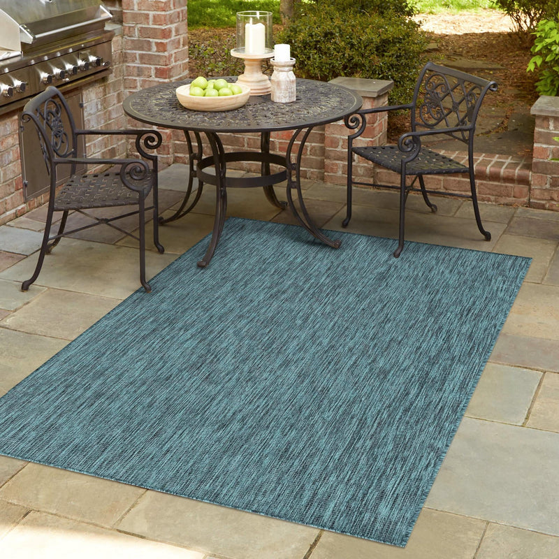 Patio Perfection Collection Area Rug - Veranda (Teal) Rectangle Teal lifestyle 47