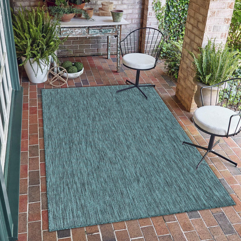 Patio Perfection Collection Area Rug - Veranda (Teal) Rectangle Teal lifestyle 51