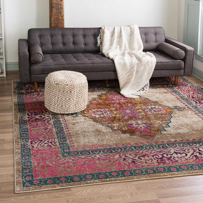 Serenade Oasis Collection Area Rug - Mirage Square Beige lifestyle 17