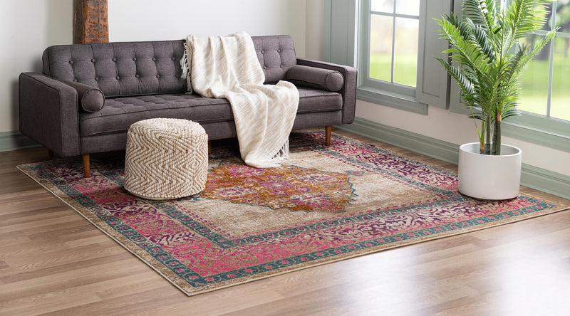 Serenade Oasis Collection Area Rug - Mirage Square Beige lifestyle 20