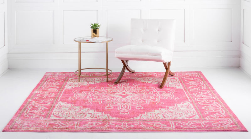 Serenade Oasis Collection Area Rug - Utopia Square Pink lifestyle 62