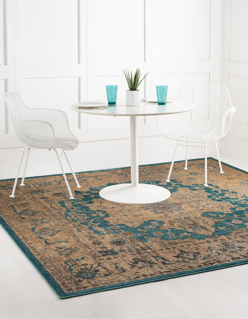 Serenade Oasis Collection Area Rug - Serenity Square Teal lifestyle 16