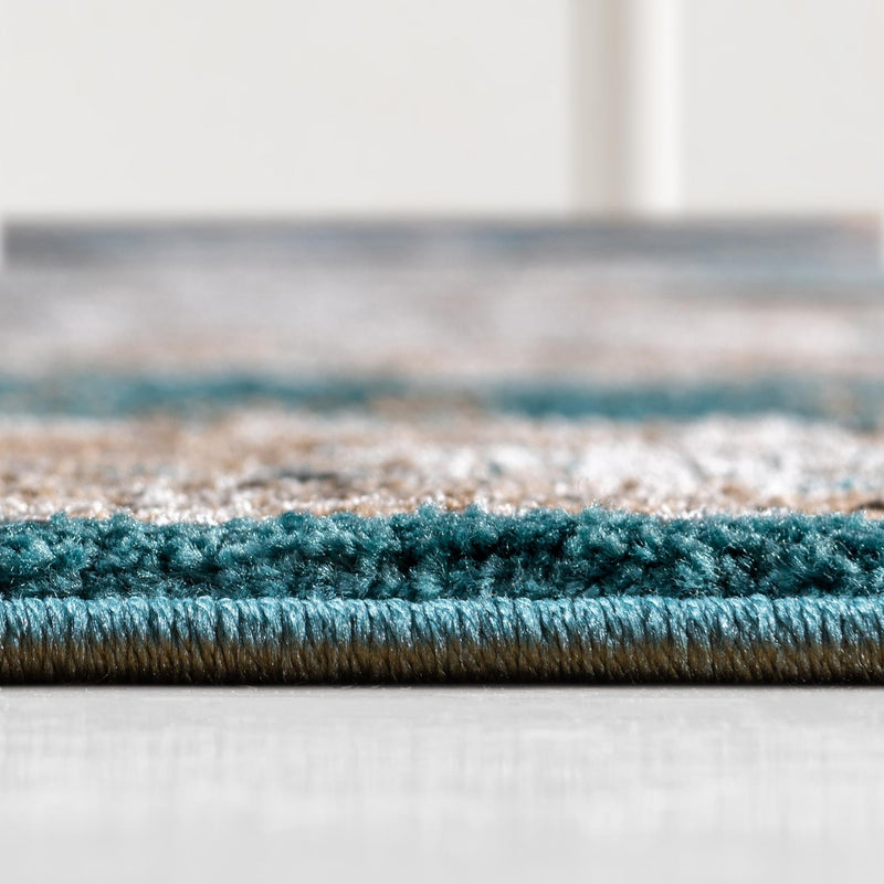 Serenade Oasis Collection Area Rug - Serenity Square Teal lifestyle 21