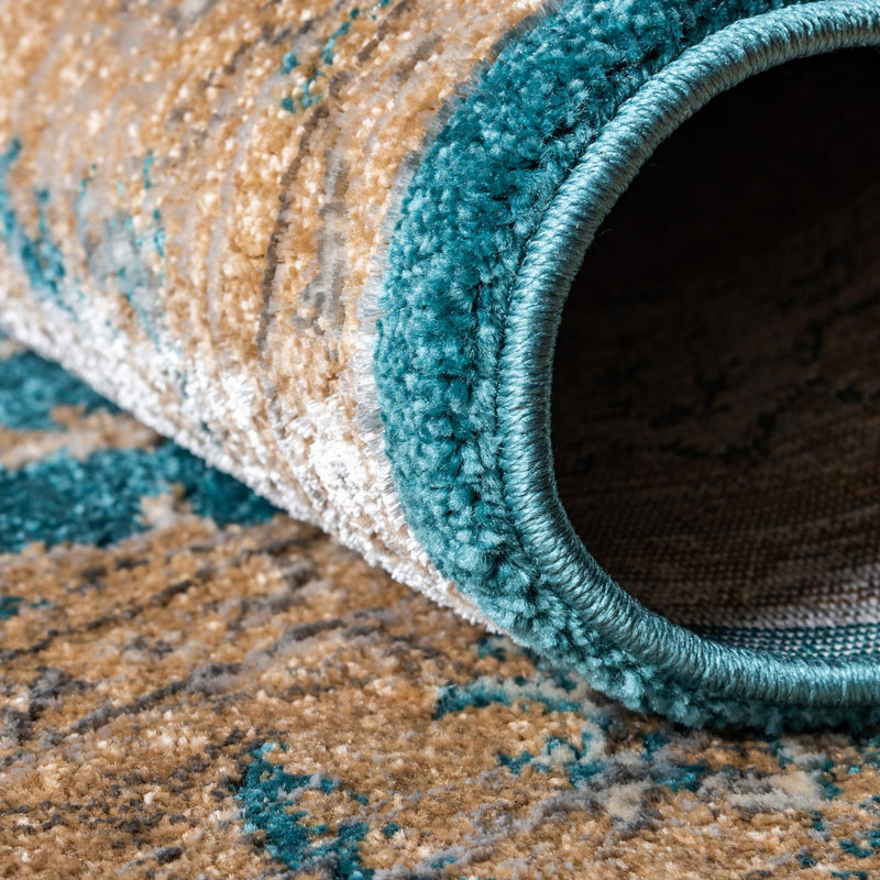 Serenade Oasis Collection Area Rug - Serenity Square Teal lifestyle 24