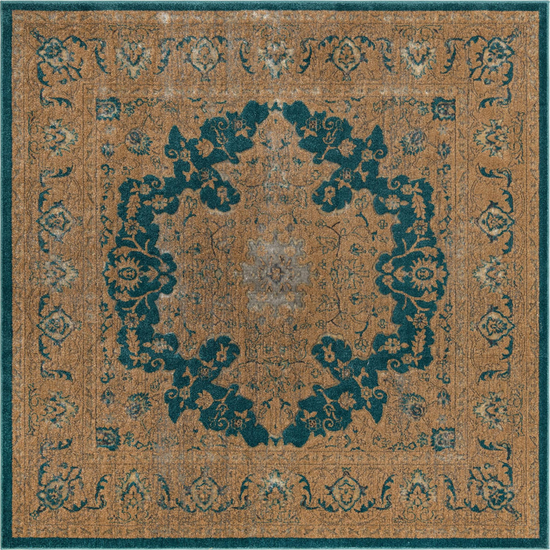 Serenade Oasis Collection Area Rug - Serenity Square Teal lifestyle 7
