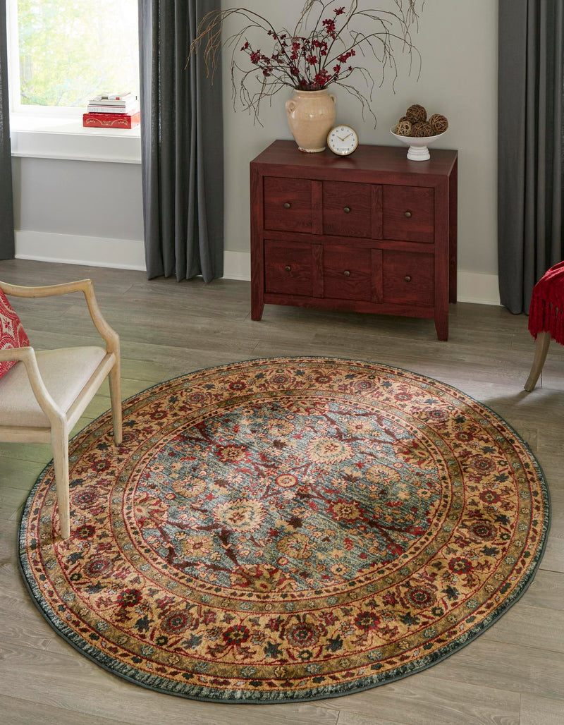 Chelsea Elegance Collection Area Rug - Osterley Round Blue lifestyle 49