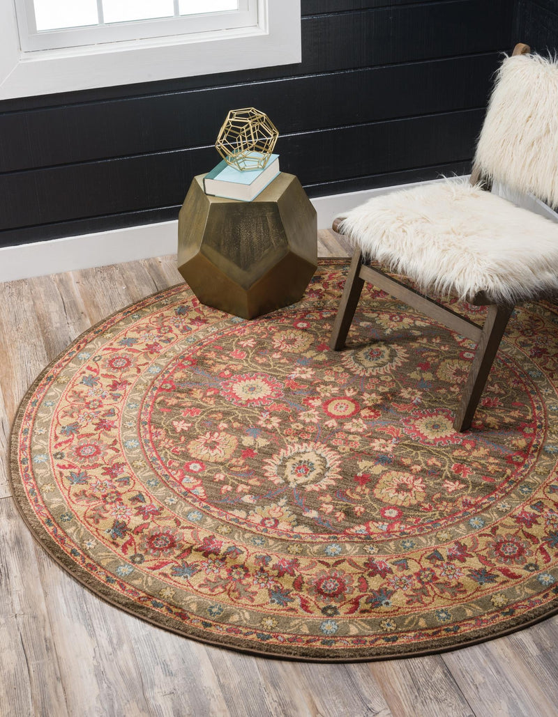 Chelsea Elegance Collection Area Rug - Osterley Round Light Brown lifestyle 53
