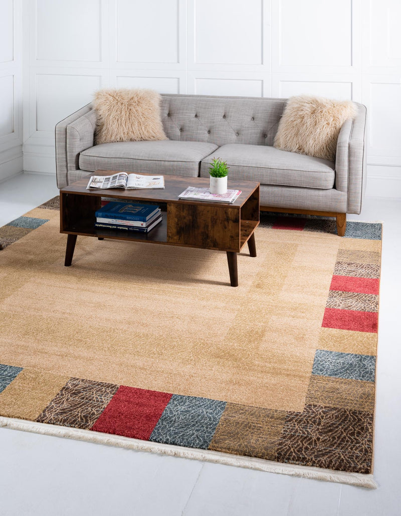 Zagros Oasis Collection Area Rug - Aligoodarz Square Beige lifestyle 21
