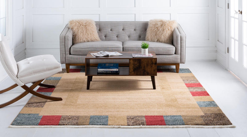Zagros Oasis Collection Area Rug - Aligoodarz Square Beige lifestyle 27