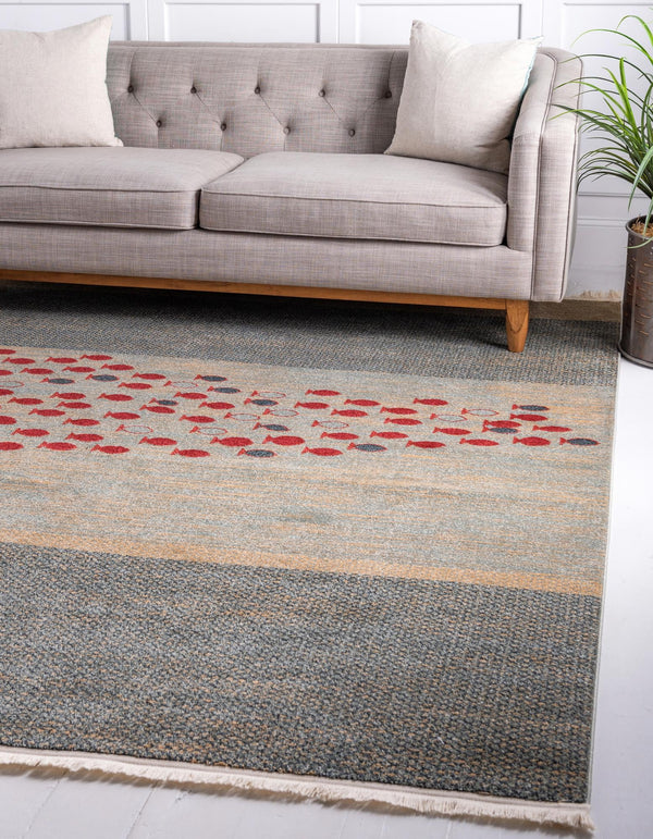 Zagros Oasis Collection Area Rug - Kermanshah Square Blue lifestyle 15