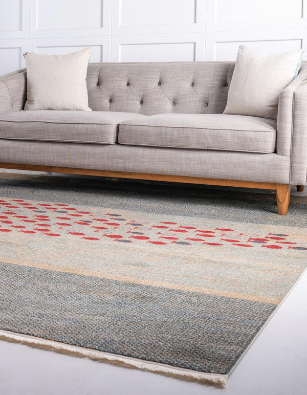 Zagros Oasis Collection Area Rug - Kermanshah Square Blue lifestyle 20