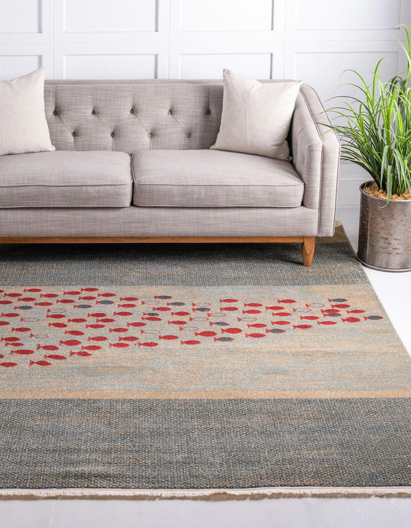 Zagros Oasis Collection Area Rug - Kermanshah Square Blue lifestyle 25