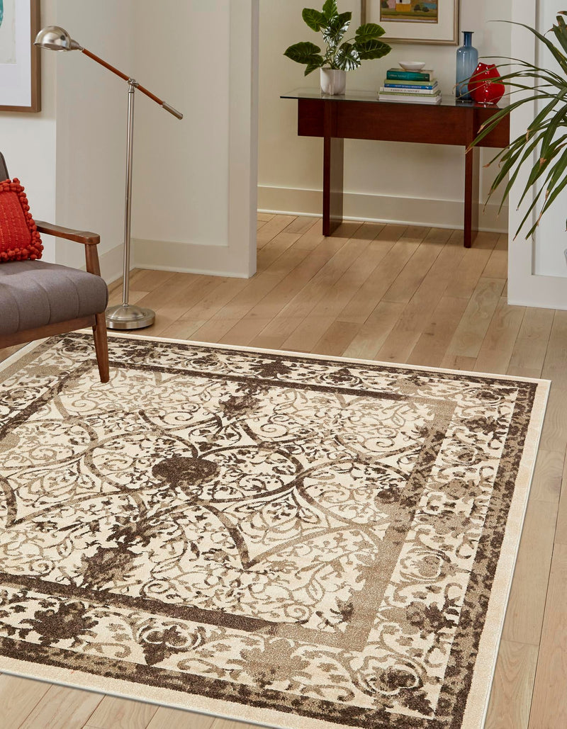 Horizon Collection Area Rug - Sierra Square Beige lifestyle 41
