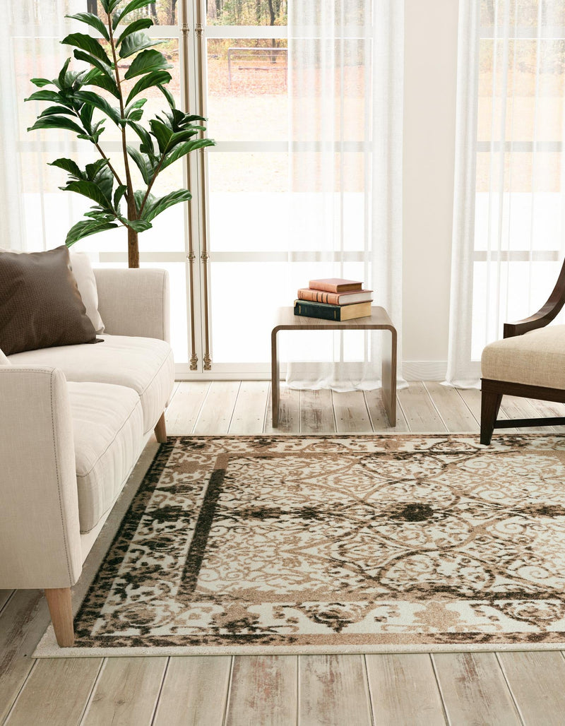 Horizon Collection Area Rug - Sierra Square Beige lifestyle 49