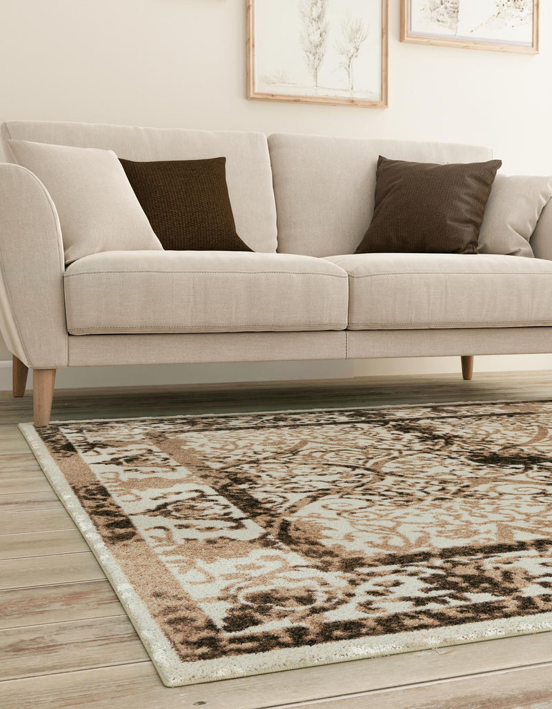 Horizon Collection Area Rug - Sierra Square Beige lifestyle 55