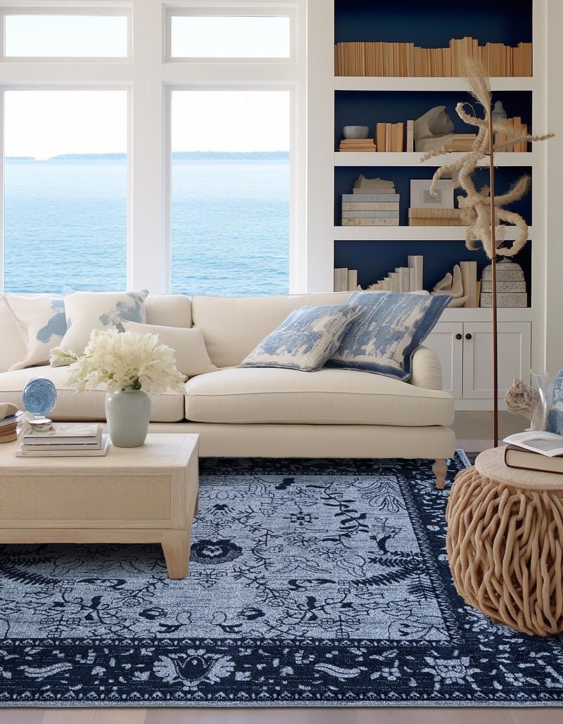 Horizon Collection Area Rug - Apex (Blue) Square Blue lifestyle 34