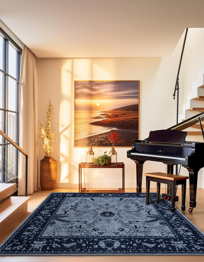Horizon Collection Area Rug - Apex (Blue) Square Blue lifestyle 37