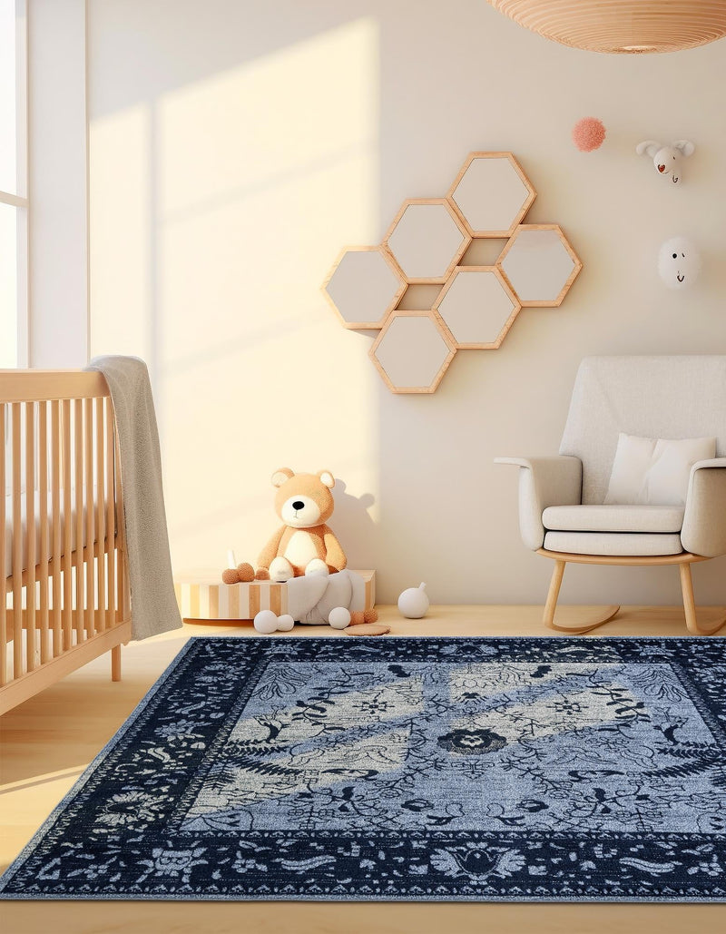 Horizon Collection Area Rug - Apex (Blue) Square Blue lifestyle 55