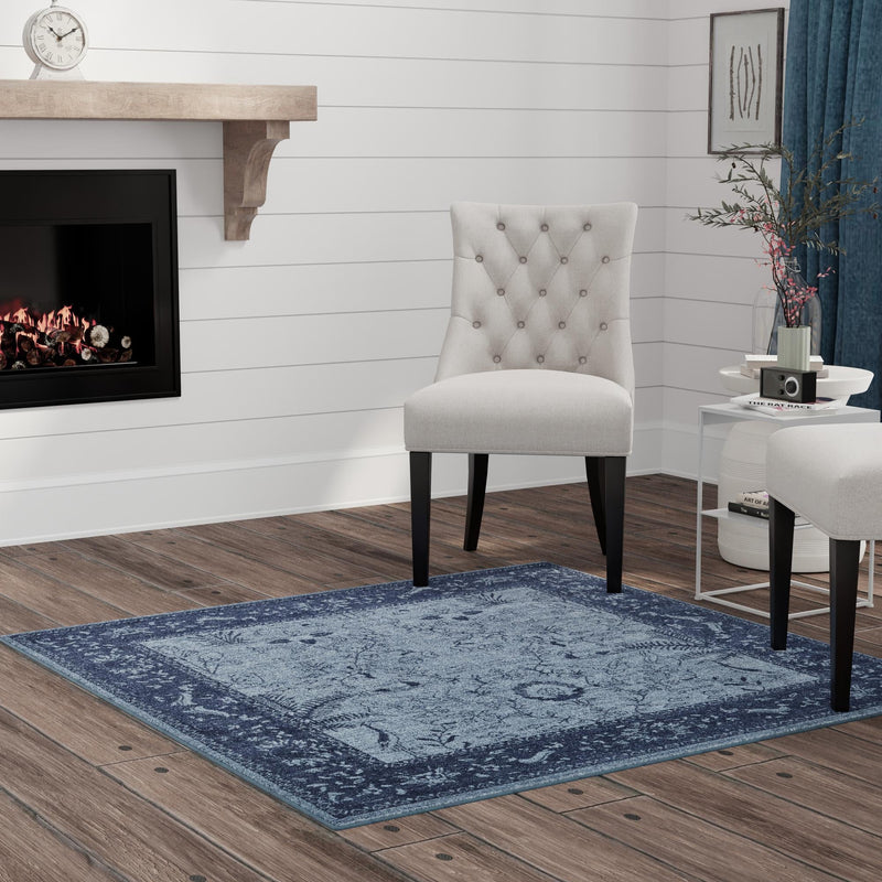 Horizon Collection Area Rug - Apex (Blue) Square Blue lifestyle 73