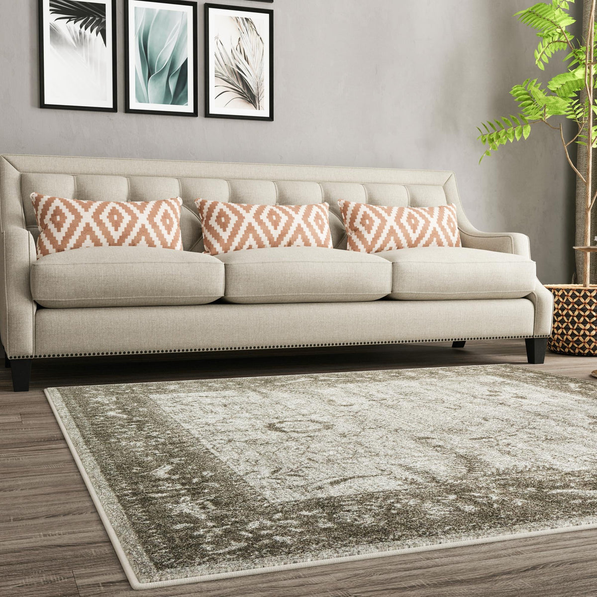 Horizon Collection Area Rug - Apex (Light Gray) Square Light Gray lifestyle 75