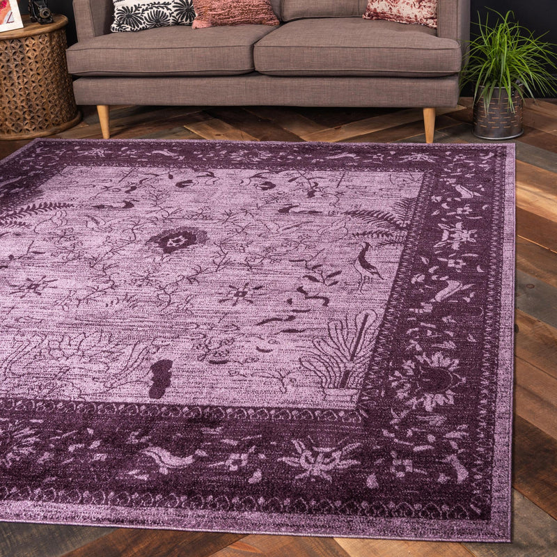 Horizon Collection Area Rug - Apex (Purple) Square Purple lifestyle 14