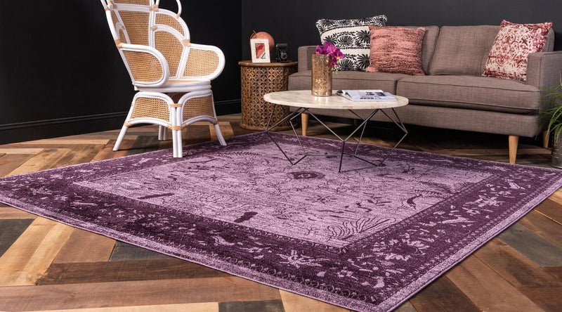 Horizon Collection Area Rug - Apex (Purple) Square Purple lifestyle 17