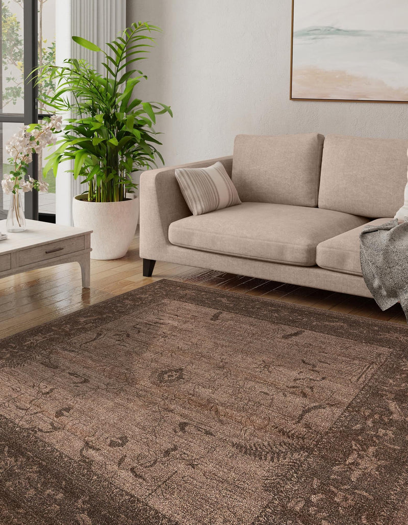 Horizon Collection Area Rug - Apex (Brown) Square Brown lifestyle 46