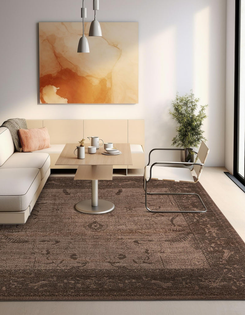 Horizon Collection Area Rug - Apex (Brown) Square Brown lifestyle 58