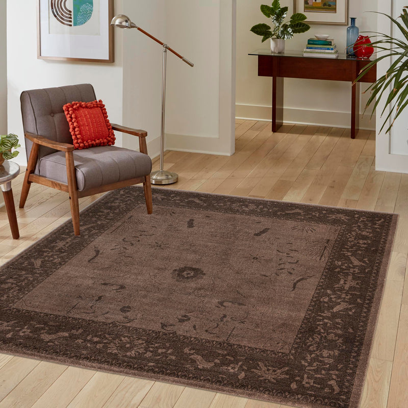 Horizon Collection Area Rug - Apex (Brown) Square Brown lifestyle 77