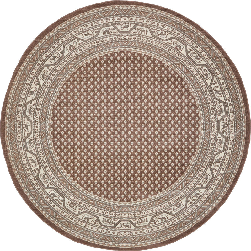 Soho Elegance Collection Area Rug - Mercer (Brown) Round Brown lifestyle 18