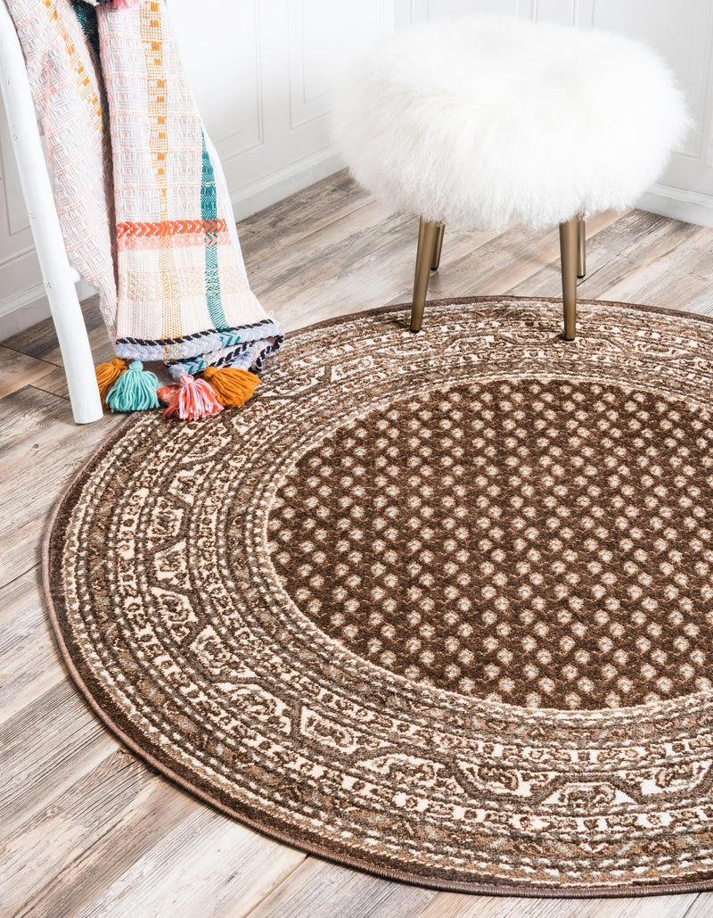 Soho Elegance Collection Area Rug - Mercer (Brown) Round Brown lifestyle 20