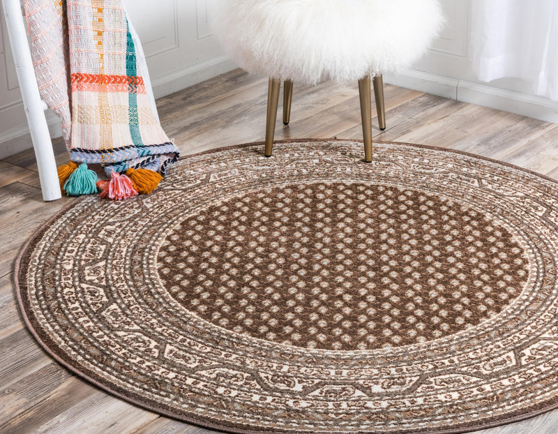 Soho Elegance Collection Area Rug - Mercer (Brown) Round Brown lifestyle 24